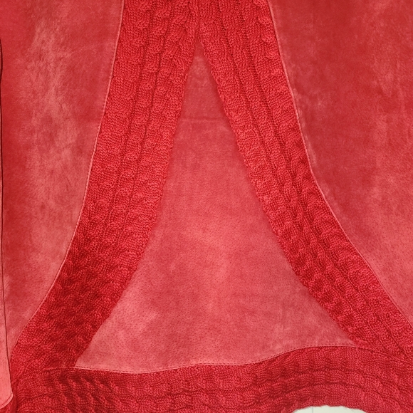 Coldwater Creek Red Leather Jacket with Braided Detail - Picture 7 of 8